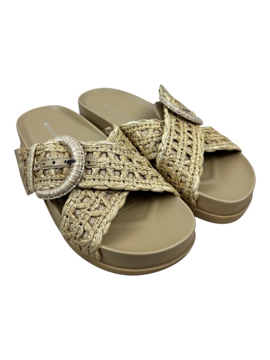 Marc Fisher Shoes - MARC FISHER Women Welti Woven Suntan Natural Tan Slide Sandals Sz. 5.5